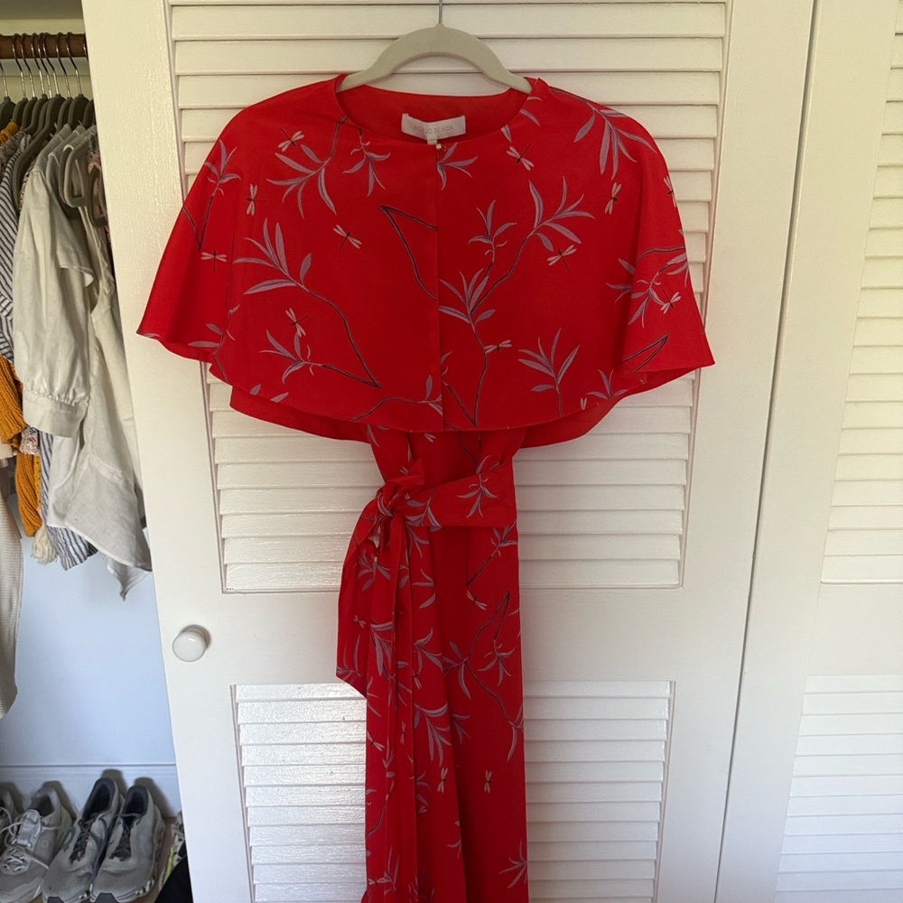 Borgo de Nor - NWT Elegant Red Floral Dress with Bolero and belt size 12